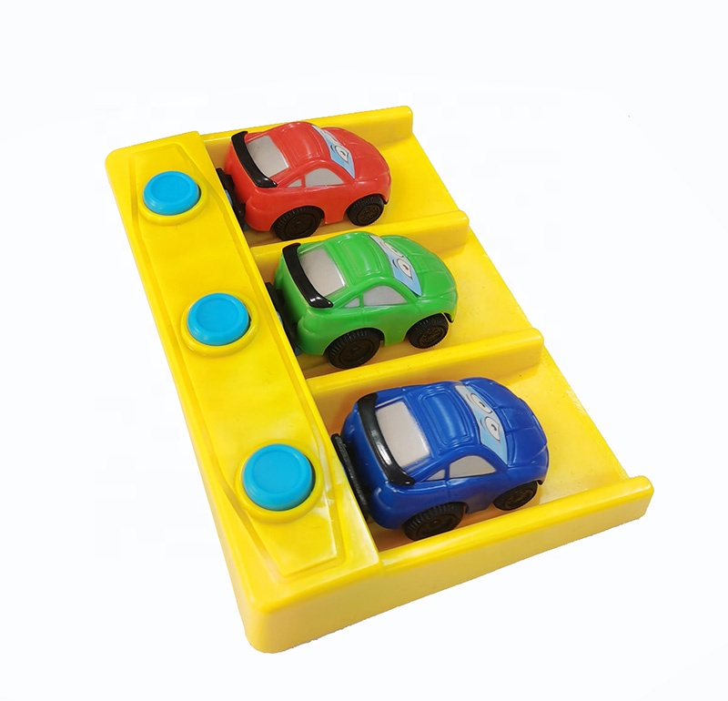Plastic Car Toys 3 Small Cars with Launcher for Kids Pretend Play